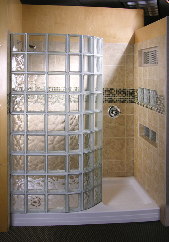 glass block shower mulia wave and clear