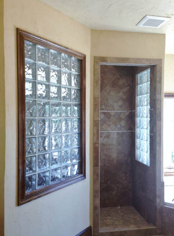 walk in glass block shower 1