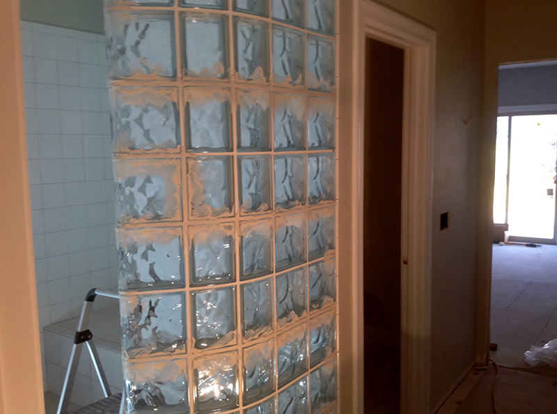 Installation Of Modular Glass Block Walk In Shower 2