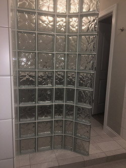 installation of modular glass block walk in shower 8