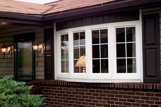 multi-pane windows with dark siding